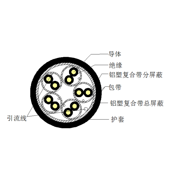 铜芯聚乙烯绝缘铝塑复合带绕包分总屏障 聚氯乙烯护套盘算机电缆-DJYP3VP3-300/500V