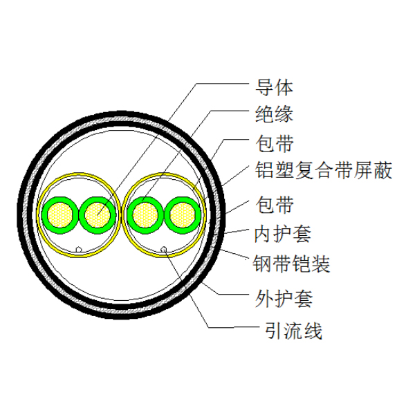 铜芯聚乙烯绝缘铝塑复合带绕包分屏障 钢带铠装聚氯乙烯护套盘算机电缆-DJYP3V22-300/500V